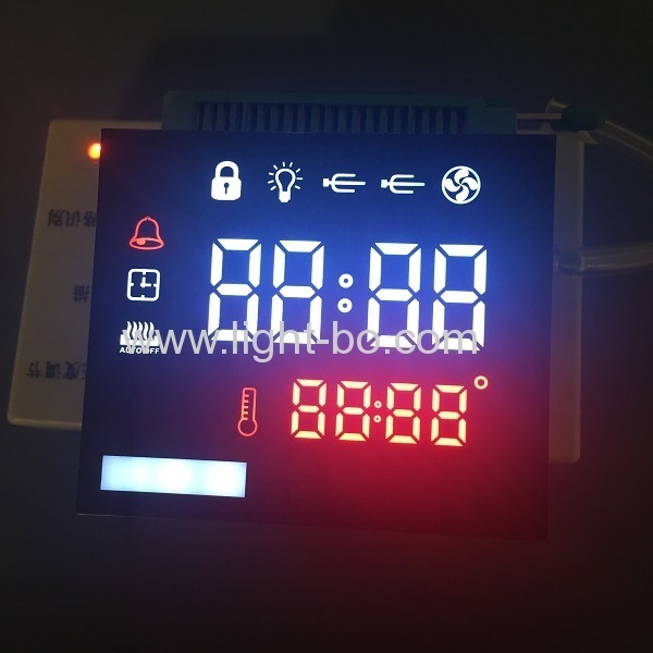 Customized pure green & ultra white 8 digit 7 segment led display for oven