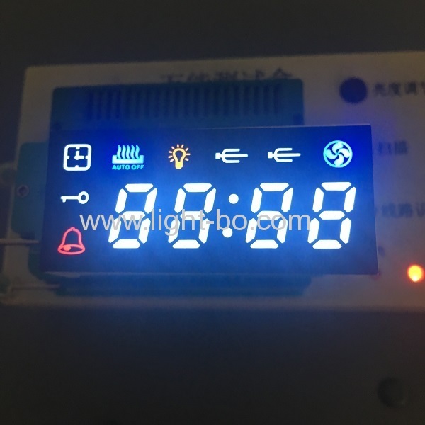 Customized pure green & ultra white 8 digit 7 segment led display for oven