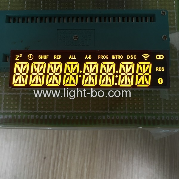 Custom design super yellow 8 digit 14 segment led display common cathode for sound