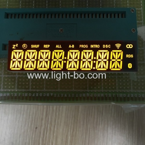 diseño personalizado súper amarillo 8 dígitos 14 segmento pantalla led cátodo común para el sonido