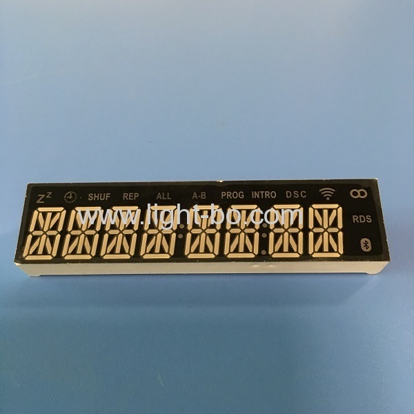 design personalizado super amarelo 8 dígitos 14 segmentos led display cátodo comum para som
