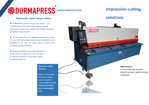 QC12Y 6X3200 Hydraulic Swing Beam Shearing Machine