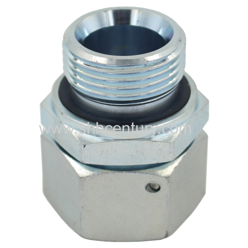 Metric hydraulic fitting with swivel nut and captive seal