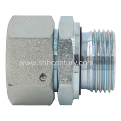 Carbon Steel Pipe Connector Metric Female 24 Deg / Bsp Male Double 60 Deg Hydraulic Hose Adapter