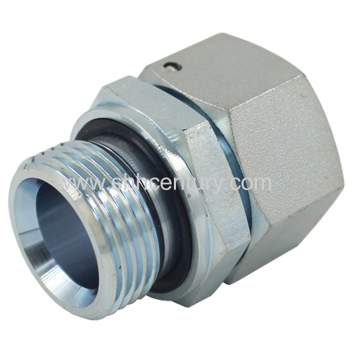 Carbon Steel Pipe Connector Metric Female 24 Deg / Bsp Male Double 60 Deg Hydraulic Hose Adapter