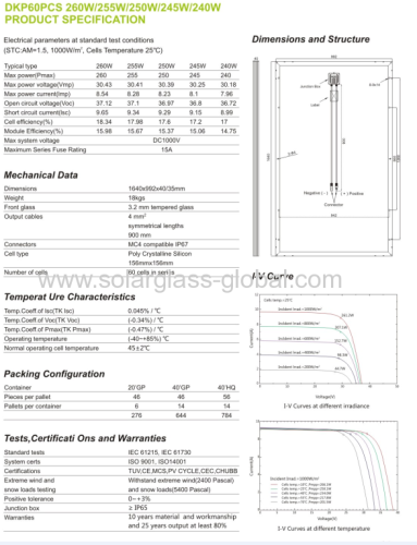 4bb 5bb 250w poly solar panel anti-reflective tempered solar module