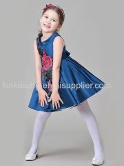 Bow Flower Embroidery Ruffled Tutu Princess Party Dress for Toddlers Girls Wholesale