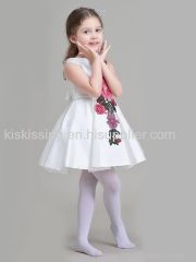 Bow Flower Embroidery Ruffled Tutu Princess Party Dress for Toddlers Girls Wholesale