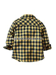 Yellow Plaid Toddler Boys Bow-tie Shirt