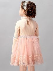 Pink Girls Flowers Lace Tutu Princess Dress