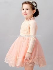 Pink Girls Flowers Lace Tutu Princess Dress