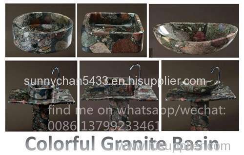 Muti Color Granite Sink Colorful Granite Basin Stone Bathroom Sink and Basin