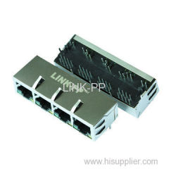 Metal Shielded 8P8C 1x4 Port RJ45 UTP Modular Plug Jack LPJ46201AFNL-3 100% cross Belfuse SI-40144