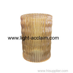 Amber Cylindrical Shape Wave Texture Glass Shade