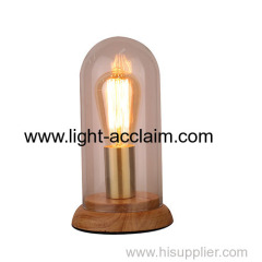 Glass+ wood table lamp