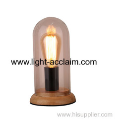Glass+ wood table lamp
