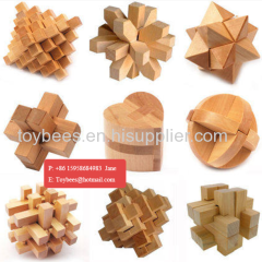 DIY 3D Construction Intelligence Wood Lock Jigsaw Wooden Puzzle Toys Kids Adult Wooden Toy