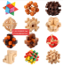 DIY 3D Construction Intelligence Wood Lock Jigsaw Wooden Puzzle Toys Kids Adult Wooden Toy