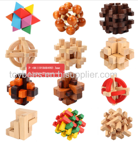  Traditional Chinese Kids Adult Intellectual Puzzle Toys Wooden Luban Lock  