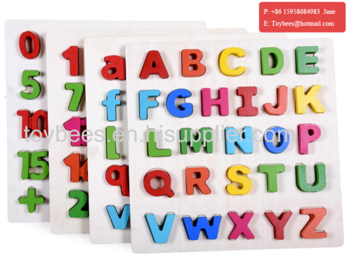 Wooden Educational toy English Alphabet digital learning puzzle wood letters figures for preschool kids