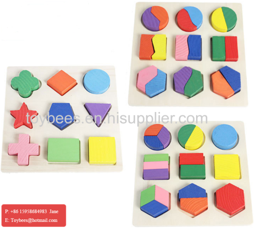 Kids Baby Wooden Learning Geometry Educational Toys Puzzle Montessori Puzzle Wooden Toy