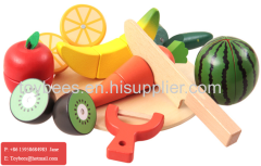 Kids Role Play Kitchen Wooden Fruit Vegetable Food Cutting Toy Set Wooden Toy