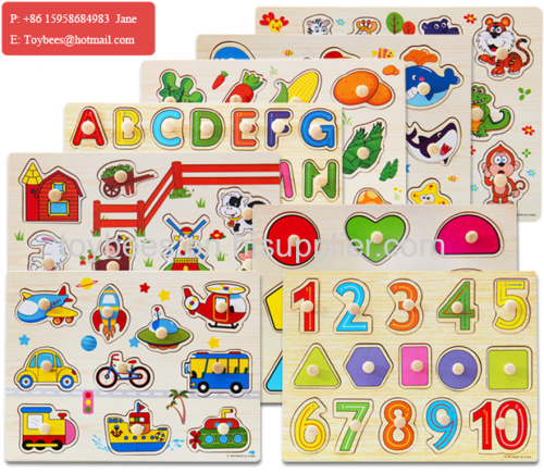 Wooden Educational toy English Alphabet digital learning puzzle wood letters figures for preschool kids
