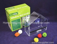 factory wholesale acrylic bird feeder with saction cups with printing logo