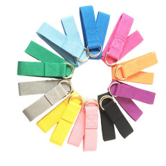 2018 Polyster-Cotton Colored Yoga Strap with Plastic or Metal Buckle.