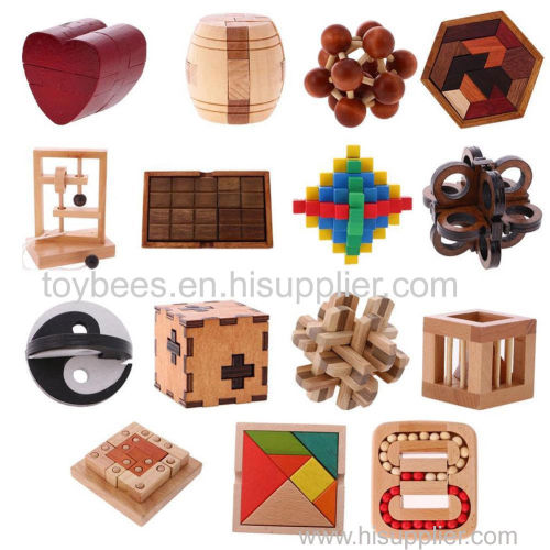 Wooden Intelligence Toy Chinese Brain Teaser Game Toy 3D Puzzle for Kids Wooden Toy