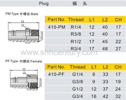 CEJN 410 Series Interchangeable Pneumatic Quick Disconnect Coupler NPT1/2 Plug Female Thread Close Type