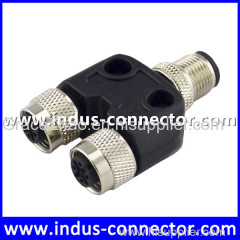 M12 3 pin male to female straight TPU body y splitter connector for industry
