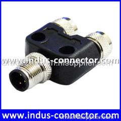 M12 3 pin male to female straight TPU body y splitter connector for industry