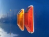 Color changing traffic warning lights for guardrails