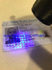 New York ID card with UV light