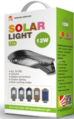 ABS 12W Solar LED Garden Lighting IP65 All in One Solar Street Light with PIR Sensor 66.6WH Lithium Battery