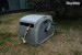 metal decorative hose reel storage bin