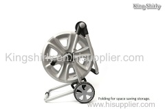 metal folding hose reel cart w/ hose guide