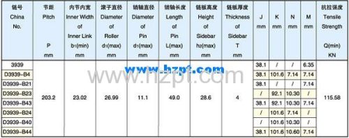 High Quality Conveyor Chain 3939 D3939-B4 D3939-B21 For Lumber