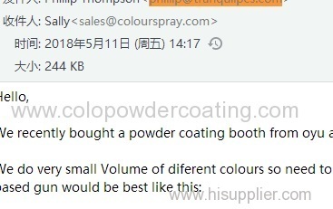 feedbacks from UK powder coting booth user