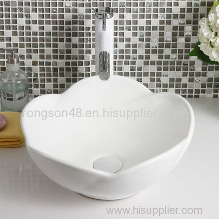Good sale popular ceramic above tabletop special home decoration no hole design table flower shape bathroom sink