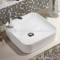 2018 wholesale new good sale ceramic thin square white easy clean top quality wash basin with single hole