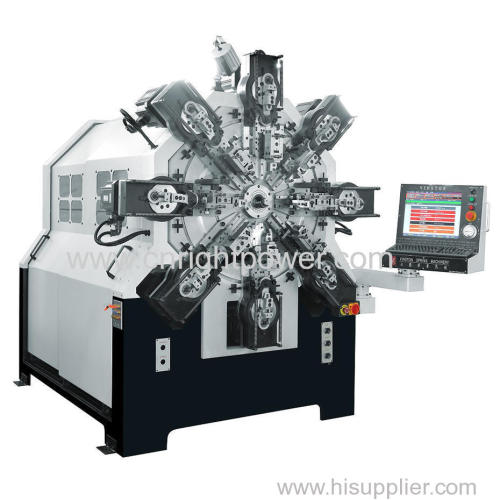 Camless CNC multi-axes rotary wire spring former machine