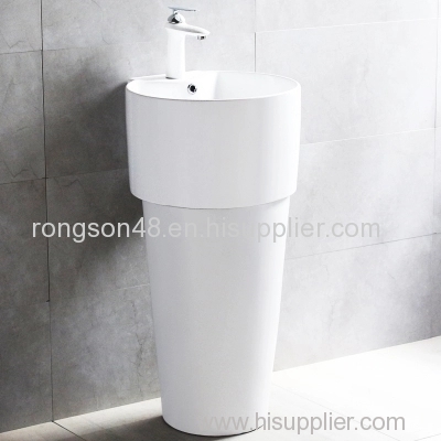 New popular ceramics two piece big floor mounted white pedestal wash hand basin sink