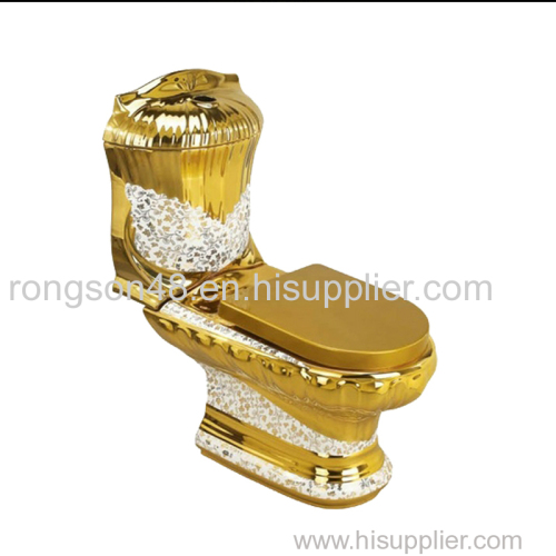 Modern golden sanitary ware bathroom luxury two piece washdonw toilet bowl wc from chaozhou manufacturer