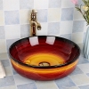 Bathroom red color ceramic round shape tabletop durable new design hotel apartment luxury wash basin sink