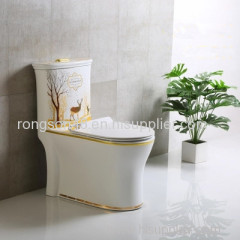 Modern golden sanitary ware bathroom luxury two piece washdonw toilet bowl wc from chaozhou manufacturer