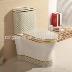 Modern golden sanitary ware bathroom luxury two piece washdonw toilet bowl wc from chaozhou manufacturer