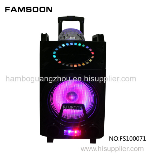 8"inch ac dc power cable speaker non rechargeable disco ball flashing lights speaker trolley rechargeable speaker