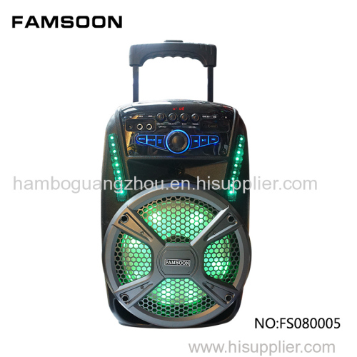 8"inch rechargeable LED flashing lights speaker trolley rechargeable speaker